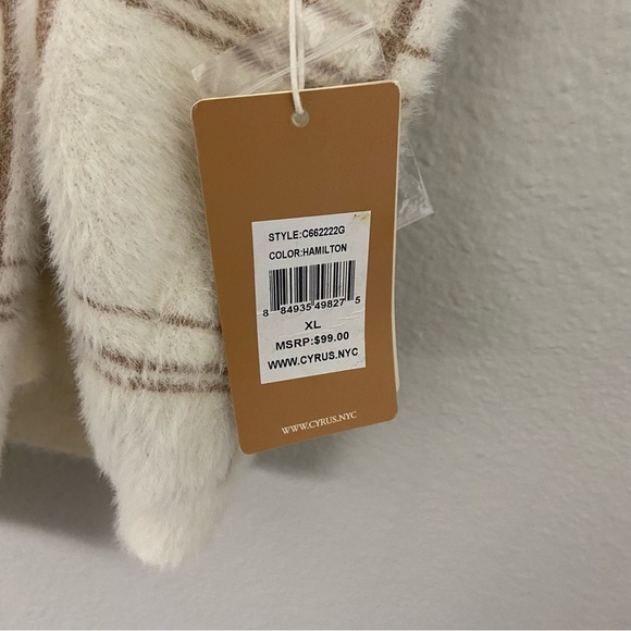 Cyrus Jacquard Mink Pullover Sweater Hamilton Windowpane Beige Tan XL Soft NEW - Picture 9 of 11